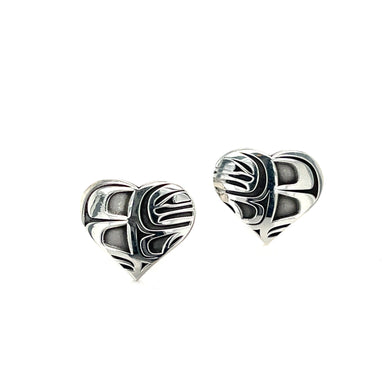 Earrings - Sterling Silver - Studs - Raven - Heart Box