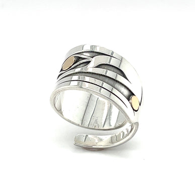Ring - Sterling Silver & 14k - Wrap - Raven Feather