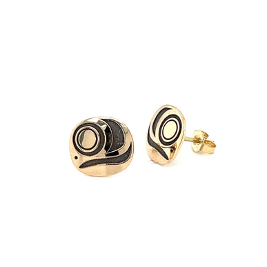 Earrings - 14k Yellow Gold - Studs - Salmon