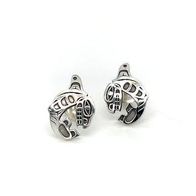 Earrings - Sterling Silver - Studs - Killer Whale - Cutout