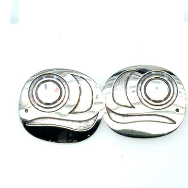 Earrings - Sterling Silver - Studs - XL - Salmon