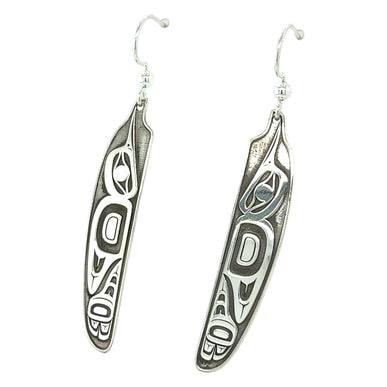 Earrings - Sterling Silver - Feather - Hummingbird