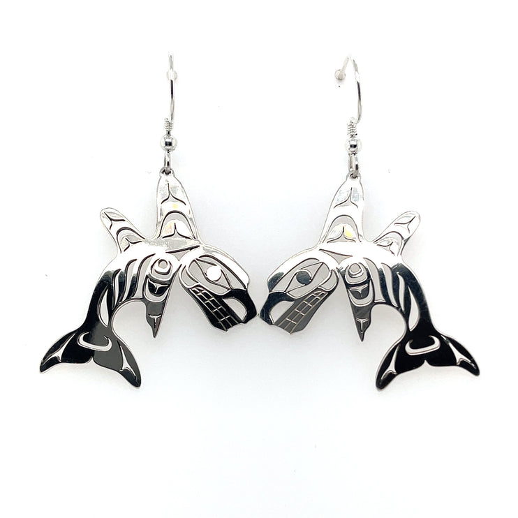 Earrings - Sterling Silver - Double Fin Killer Whale