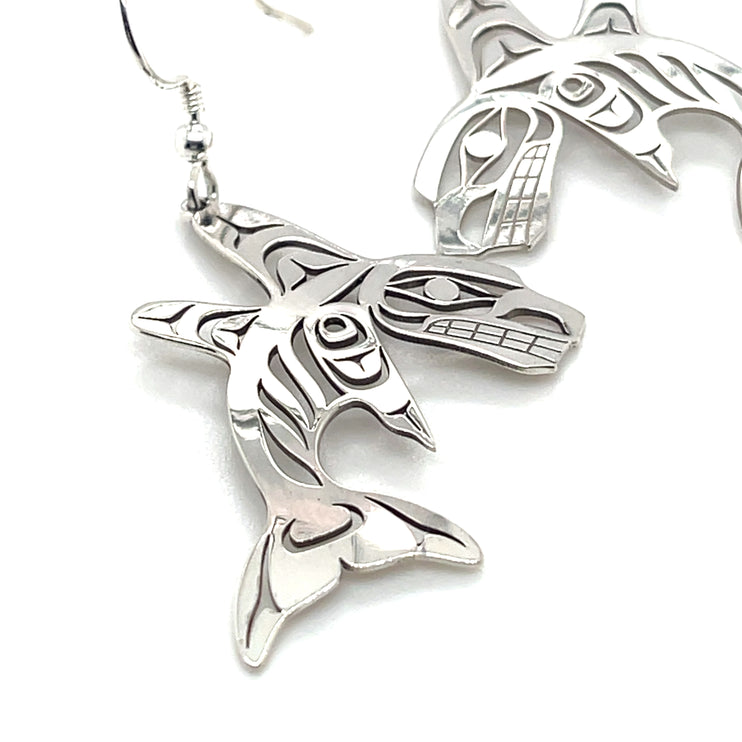 Earrings - Sterling Silver - Double Fin Killer Whale