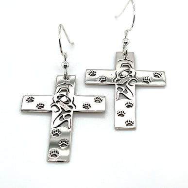 Earrings - Sterling Silver - Cross - Bear