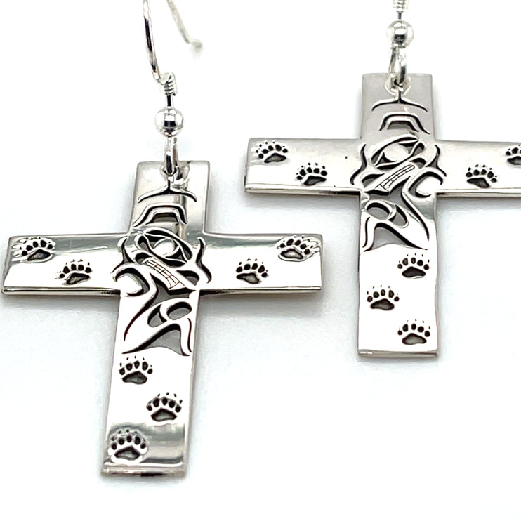 Earrings - Sterling Silver - Cross - Bear