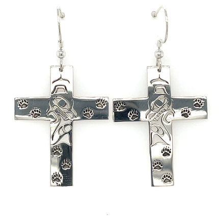 Earrings - Sterling Silver - Cross - Bear