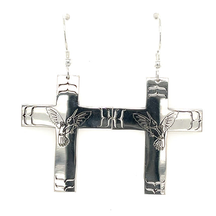 Earrings - Sterling Silver - Cross - Hummingbird