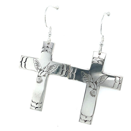 Earrings - Sterling Silver - Cross - Hummingbird