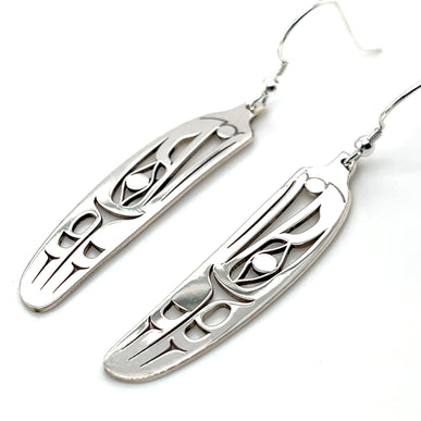 Earrings - Sterling Silver - Feather - Raven - Crow