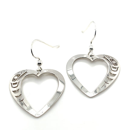 Earrings - Sterling Silver - Heart - Raven