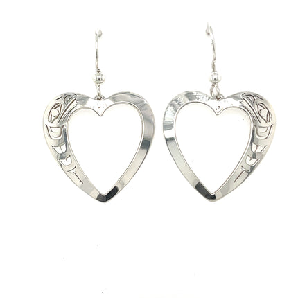 Earrings - Sterling Silver - Heart - Raven