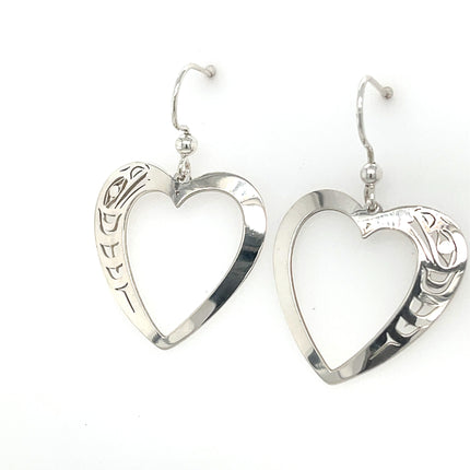 Earrings - Sterling Silver - Heart - Raven