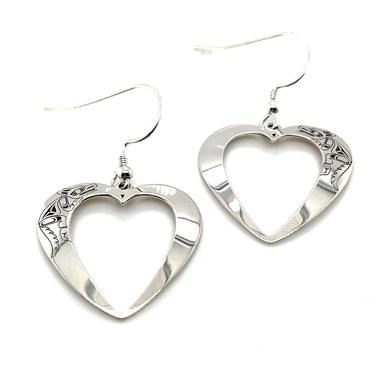 Earrings - Sterling Silver - Heart - Wolf