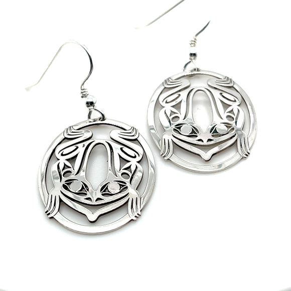 Earrings - Sterling Silver - Oval - Frog