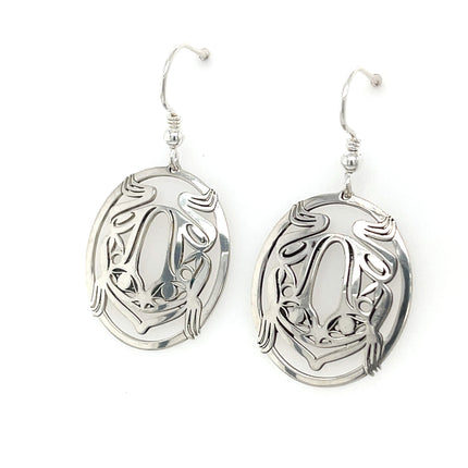 Earrings - Sterling Silver - Oval - Frog