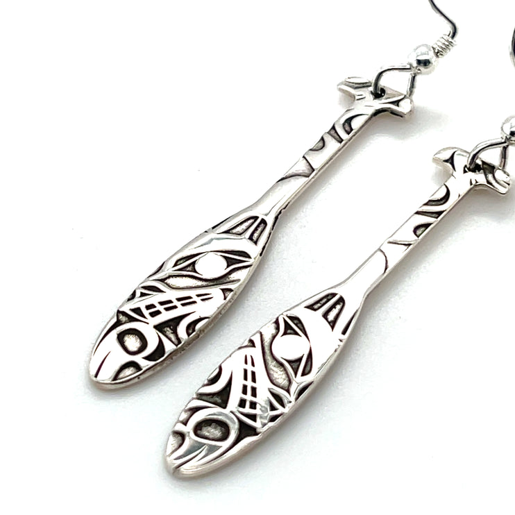 Earrings - Sterling Silver - Paddle - Wolf