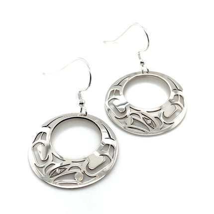 Earrings - Sterling Silver - Round - Raven - Offset