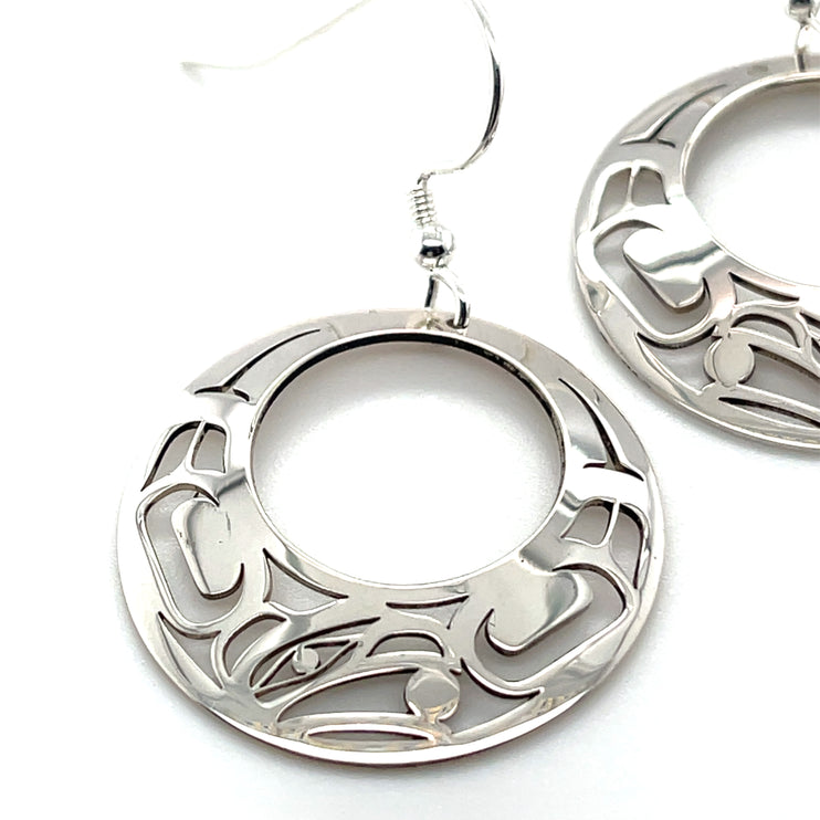 Earrings - Sterling Silver - Round - Raven - Offset