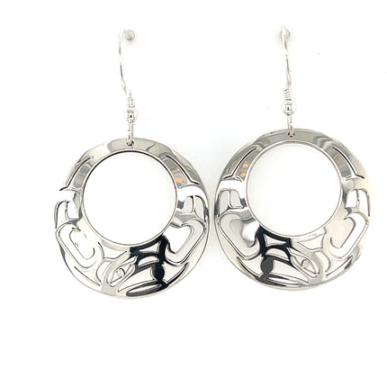 Earrings - Sterling Silver - Round - Raven - Offset