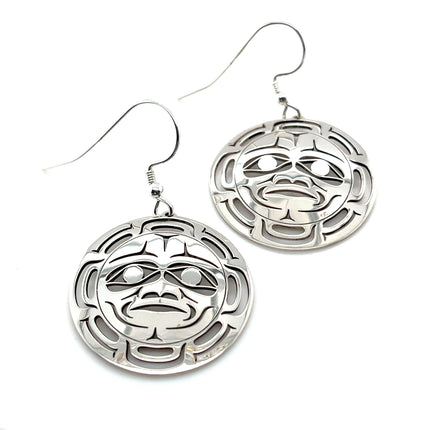 Earrings - Sterling Silver - Round - Moon Mask