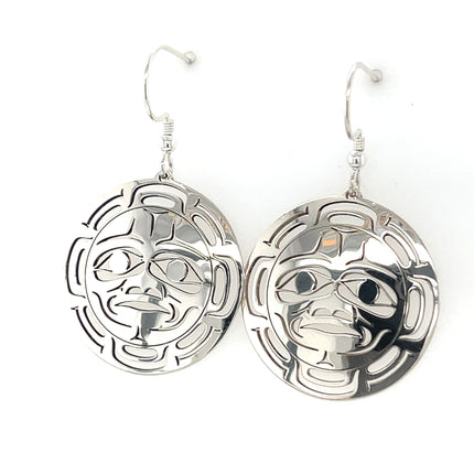 Earrings - Sterling Silver - Round - Moon Mask