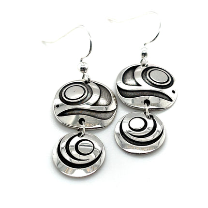 Earrings - Sterling Silver - Salmon - Eye - Dangle