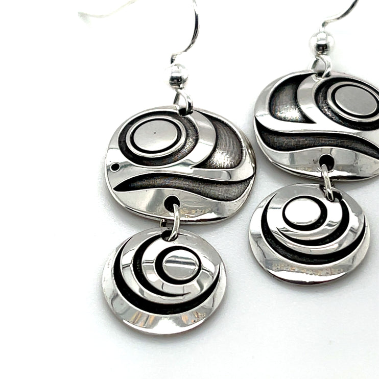 Earrings - Sterling Silver - Salmon - Eye - Dangle