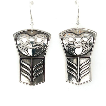 Earrings - Sterling Silver - Shield - Frog