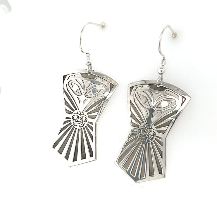 Earrings - Sterling Silver - Shield - Raven