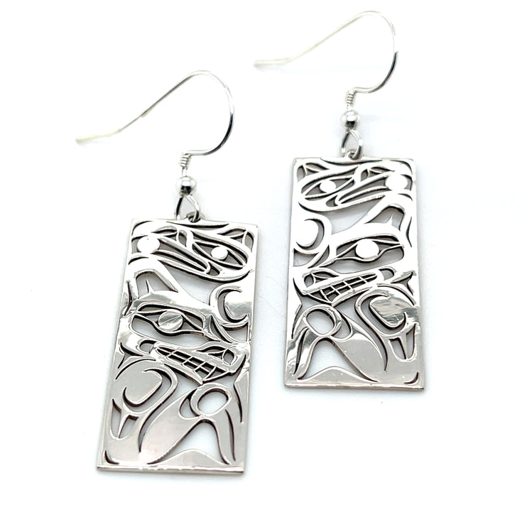 Earrings - Sterling Silver - Wolf & Crow/Raven