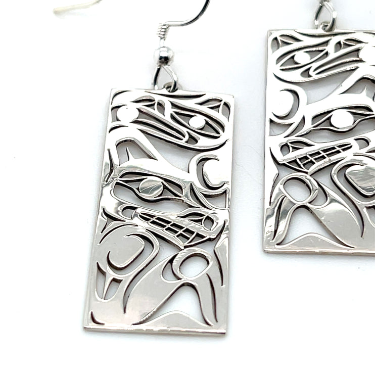 Earrings - Sterling Silver - Wolf & Crow/Raven