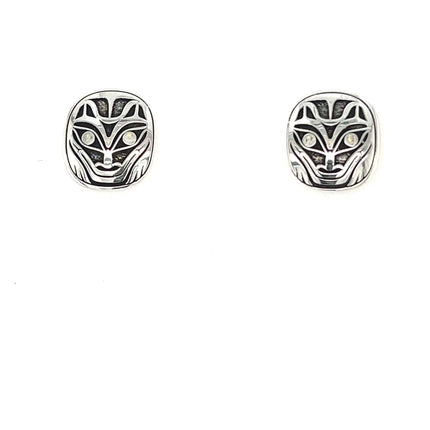 Earrings - Sterling Silver  - Studs - Wolf - Large