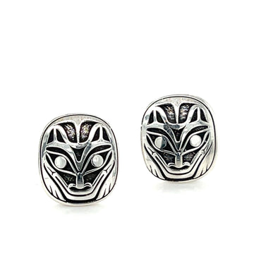 Earrings - Sterling Silver  - Studs - Wolf - Large