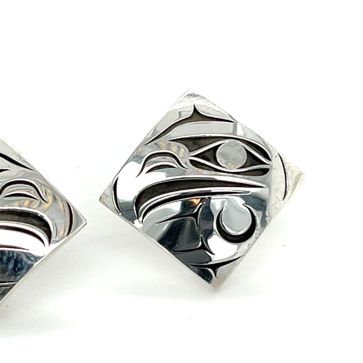 Earrings - Sterling Silver  - Studs - Eagle - Diamond