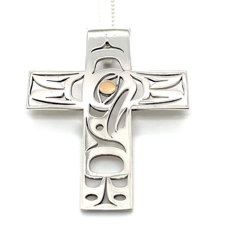 Pendant - Sterling Silver & 14k Yellow Gold - Cross - Eagle