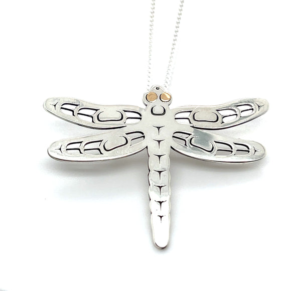 Pendant - Sterling Silver & 14k Yellow Gold - Dragonfly