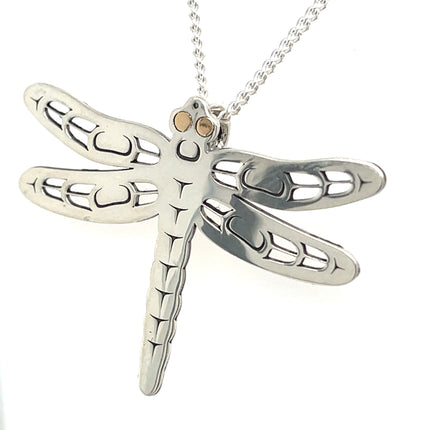 Pendant - Sterling Silver & 14k Yellow Gold - Dragonfly