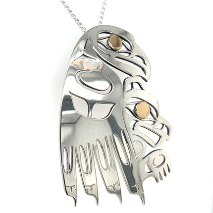 Pendant - Sterling Silver & 14k Yellow Gold - Eagle Hugs Bear