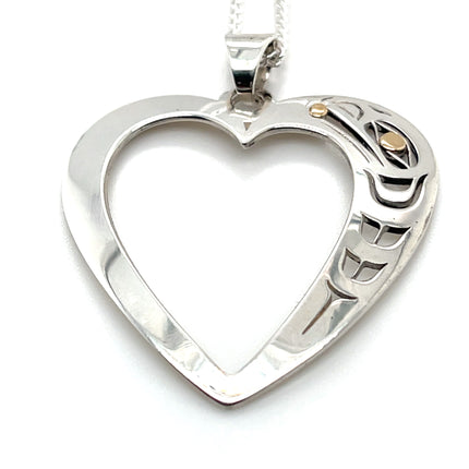 Pendant - Sterling Silver & 14k Yellow Gold - Heart - Raven