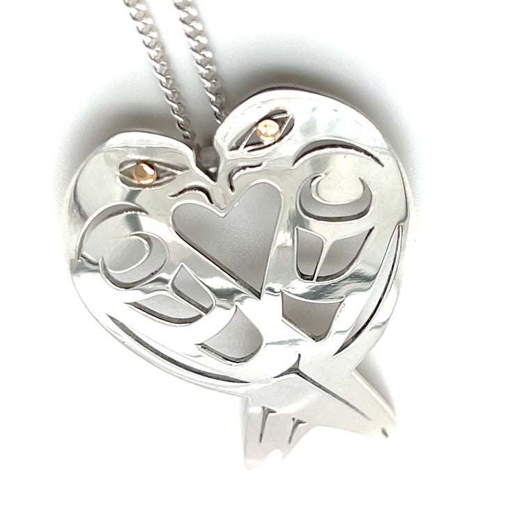 Pendant - Sterling Silver & 14k Yellow Gold - Lovebirds