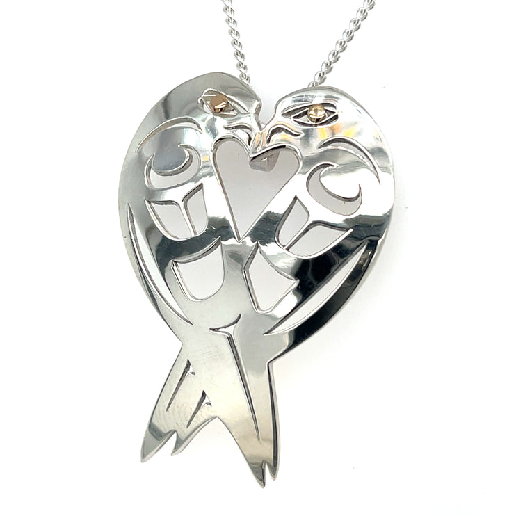 Pendant - Sterling Silver & 14k Yellow Gold - Lovebirds