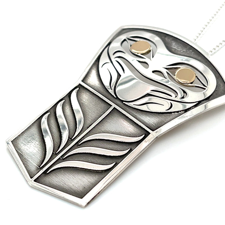 Pendant - Sterling Silver & 14k Yellow Gold - Shield - Frog