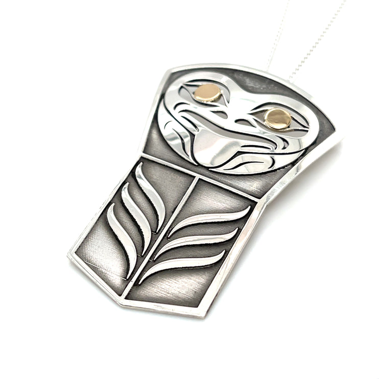 Pendant - Sterling Silver & 14k Yellow Gold - Shield - Frog