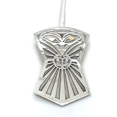 Pendant - Sterling Silver & 14k Yellow Gold - Shield - Raven