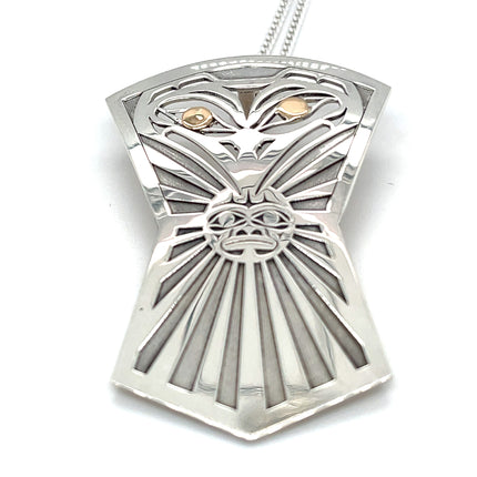 Pendant - Sterling Silver & 14k Yellow Gold - Shield - Raven