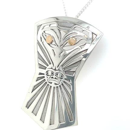 Pendant - Sterling Silver & 14k Yellow Gold - Shield - Raven