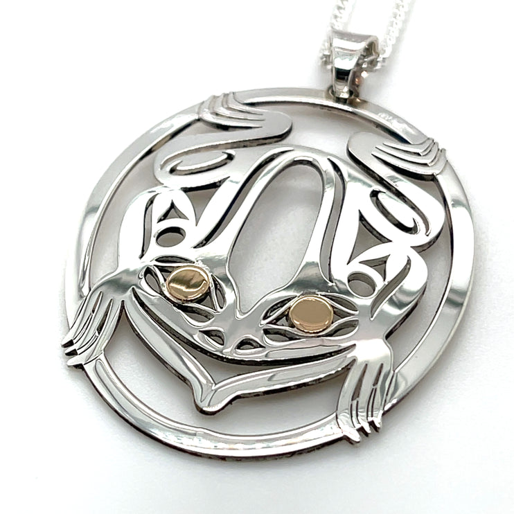 Pendant - Sterling Silver & 14k Yellow Gold - Oval - Frog