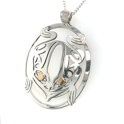 Pendant - Sterling Silver & 14k Yellow Gold - Oval - Frog