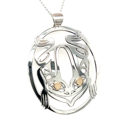 Pendant - Sterling Silver & 14k Yellow Gold - Oval - Frog